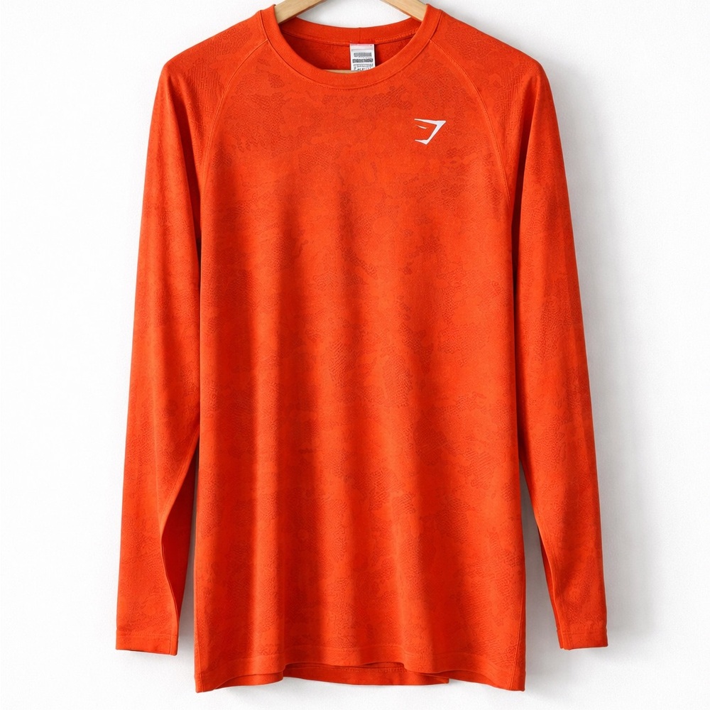 Gymshark Geo Seamless Orange Long Sleeve Slim Fit Shirt XL